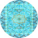 Round Medallion Light Blue Traditional Rug, tr4692lblu