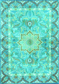 Medallion Turquoise Traditional Rug, tr4692turq