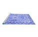 Sideview of Machine Washable Medallion Blue Traditional Rug, wshtr4692blu