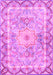 Machine Washable Medallion Pink Traditional Rug, wshtr4692pnk
