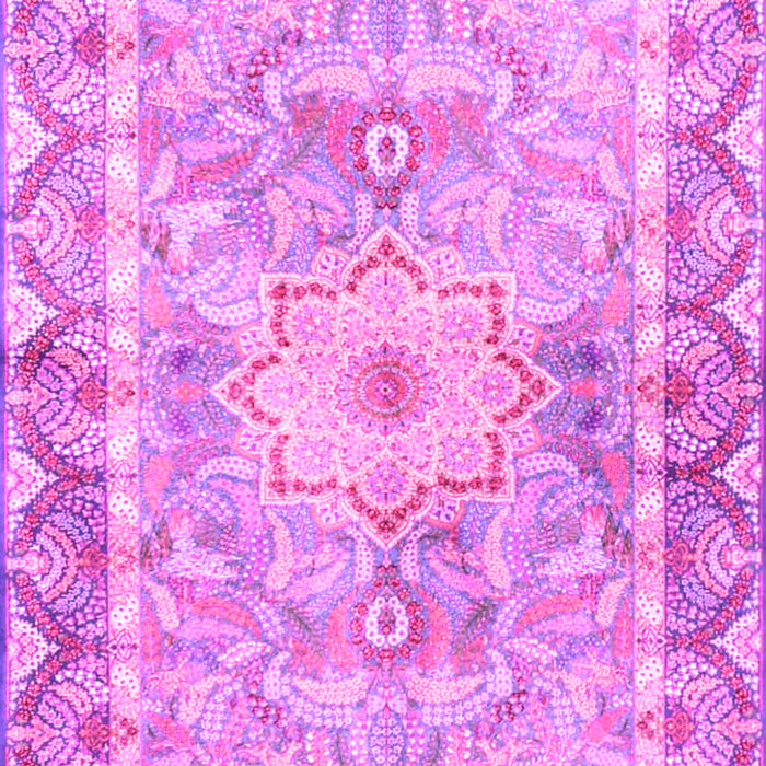 Machine Washable Medallion Pink Traditional Rug, wshtr4692pnk