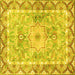 Square Medallion Yellow Traditional Rug, tr4692yw