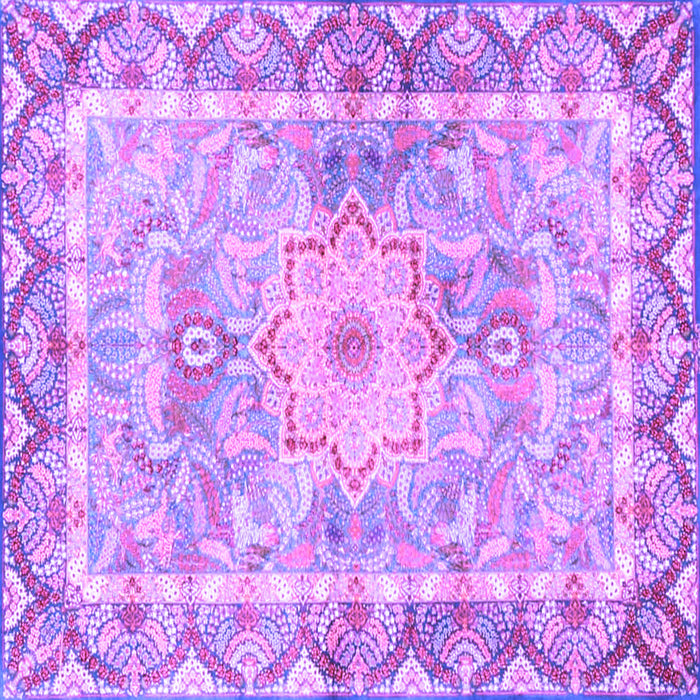 Square Machine Washable Medallion Purple Traditional Area Rugs, wshtr4692pur