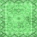 Square Medallion Emerald Green Traditional Rug, tr4692emgrn