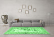 Machine Washable Animal Emerald Green Traditional Area Rugs in a Living Room,, wshtr4693emgrn