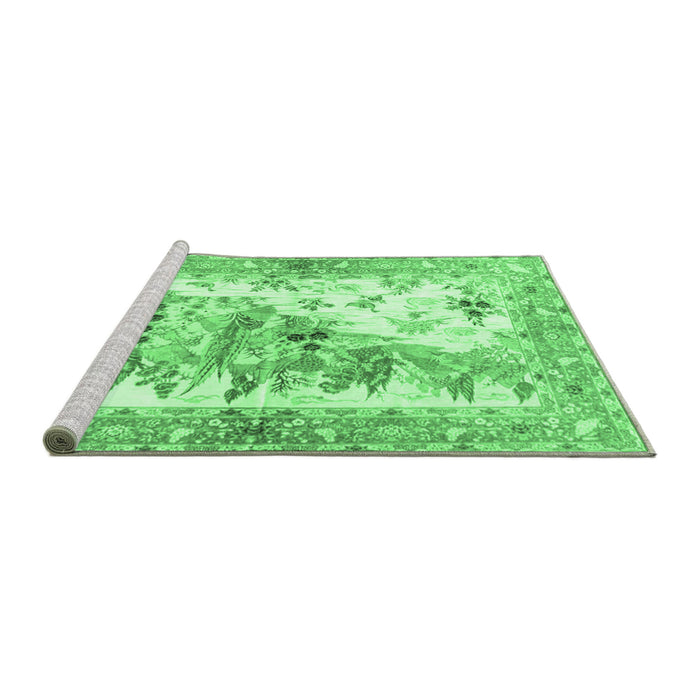 Sideview of Machine Washable Animal Emerald Green Traditional Area Rugs, wshtr4693emgrn
