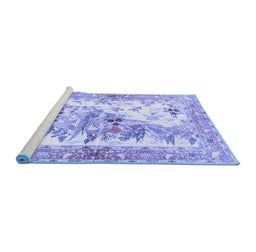 Sideview of Machine Washable Animal Blue Traditional Rug, wshtr4693blu