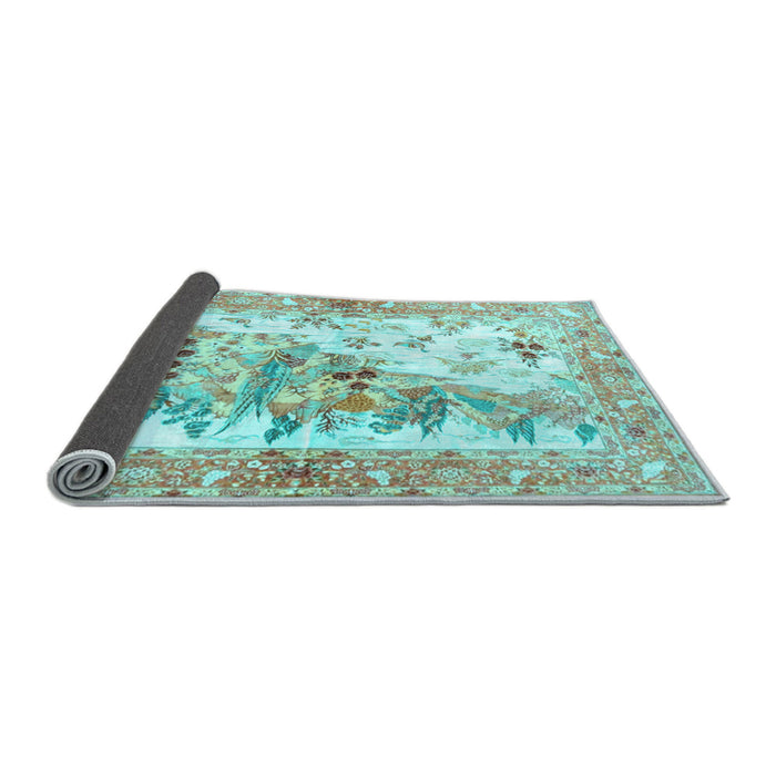 Sideview of Animal Light Blue Traditional Rug, tr4693lblu
