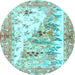 Round Animal Light Blue Traditional Rug, tr4693lblu