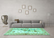Machine Washable Animal Turquoise Traditional Area Rugs in a Living Room,, wshtr4693turq