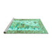Sideview of Machine Washable Animal Turquoise Traditional Area Rugs, wshtr4693turq