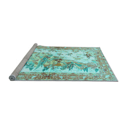 Sideview of Machine Washable Animal Light Blue Traditional Rug, wshtr4693lblu