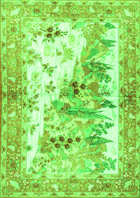 Animal Green Traditional Rug, tr4693grn