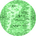 Round Machine Washable Animal Emerald Green Traditional Area Rugs, wshtr4693emgrn