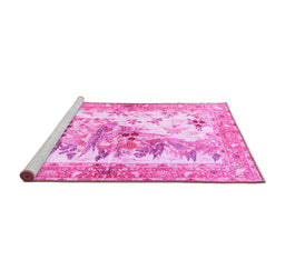 Sideview of Machine Washable Animal Pink Traditional Rug, wshtr4693pnk