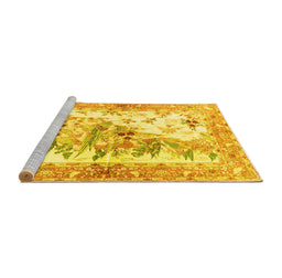 Sideview of Machine Washable Animal Yellow Traditional Rug, wshtr4693yw