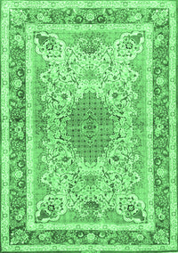 Medallion Emerald Green Traditional Rug, tr4694emgrn