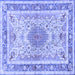 Square Machine Washable Medallion Blue Traditional Rug, wshtr4694blu