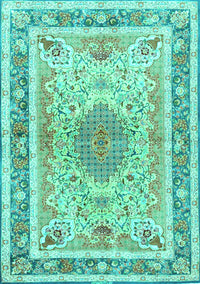 Medallion Turquoise Traditional Rug, tr4694turq