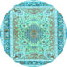 Round Medallion Light Blue Traditional Rug, tr4694lblu