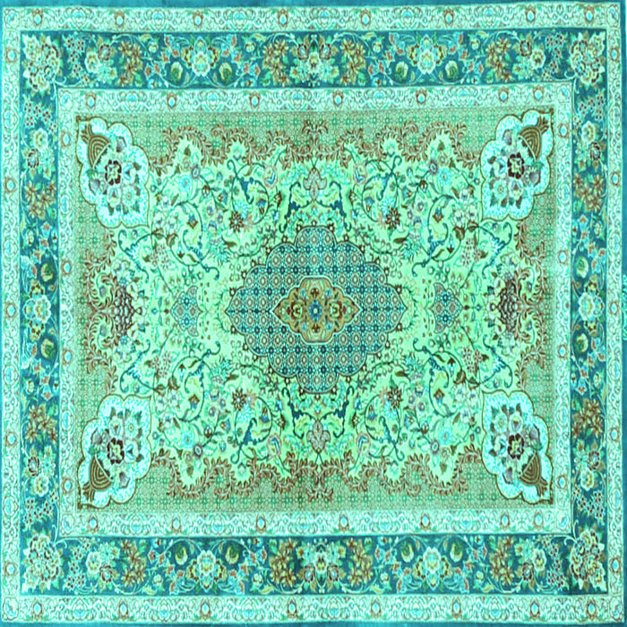Square Medallion Turquoise Traditional Rug, tr4694turq