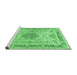 Sideview of Machine Washable Medallion Emerald Green Traditional Area Rugs, wshtr4694emgrn