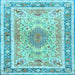 Square Medallion Light Blue Traditional Rug, tr4694lblu