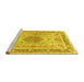 Sideview of Machine Washable Medallion Yellow Traditional Rug, wshtr4694yw