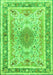 Serging Thickness of Machine Washable Medallion Green Traditional Area Rugs, wshtr4694grn