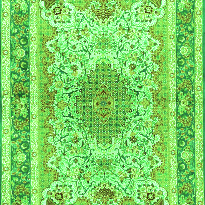 Serging Thickness of Machine Washable Medallion Green Traditional Area Rugs, wshtr4694grn