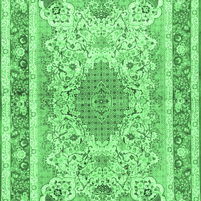 Machine Washable Medallion Emerald Green Traditional Area Rugs, wshtr4694emgrn