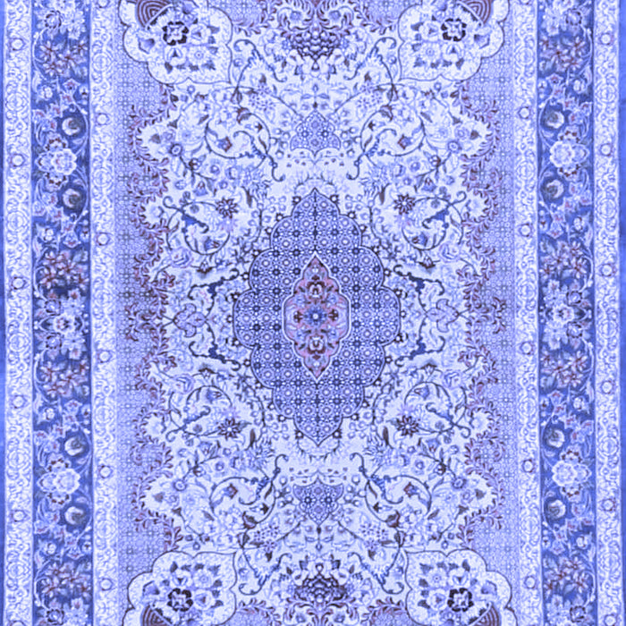 Machine Washable Medallion Blue Traditional Rug, wshtr4694blu