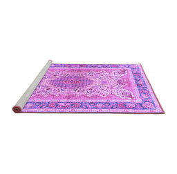 Sideview of Machine Washable Medallion Purple Traditional Area Rugs, wshtr4694pur