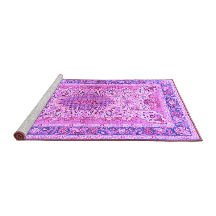 Sideview of Machine Washable Medallion Purple Traditional Area Rugs, wshtr4694pur