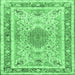 Square Medallion Emerald Green Traditional Rug, tr4694emgrn