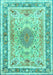 Machine Washable Medallion Turquoise Traditional Area Rugs, wshtr4694turq