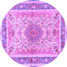 Round Medallion Purple Traditional Rug, tr4694pur