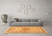 Machine Washable Medallion Orange Traditional Area Rugs in a Living Room, wshtr4694org