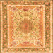 Serging Thickness of Medallion Orange Traditional Rug, tr4694org