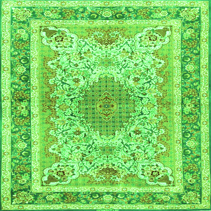 Serging Thickness of Medallion Green Traditional Rug, tr4694grn