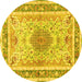 Round Medallion Yellow Traditional Rug, tr4694yw