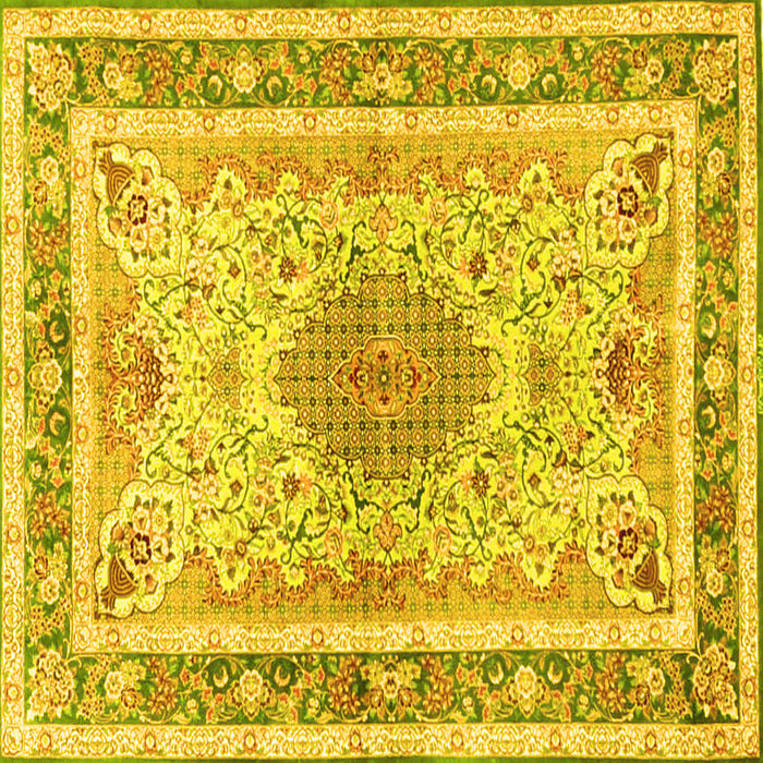 Square Medallion Yellow Traditional Rug, tr4694yw