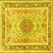 Square Medallion Yellow Traditional Rug, tr4694yw