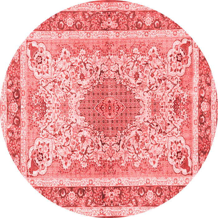 Machine Washable Medallion Red Traditional Rug, wshtr4694red