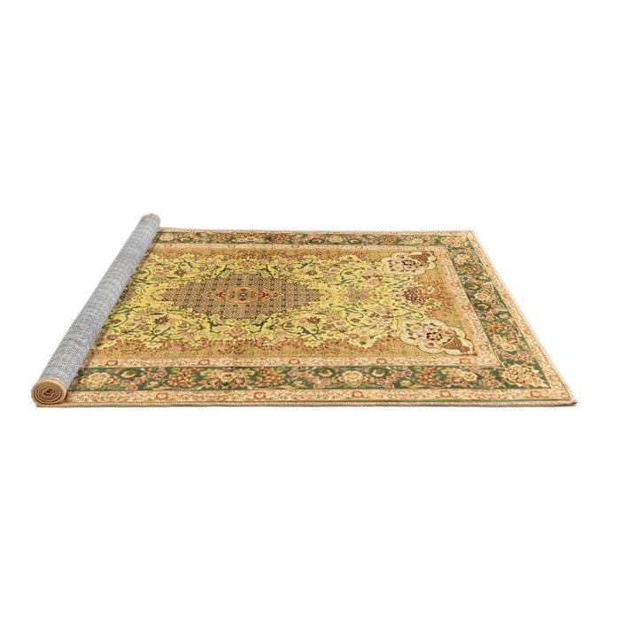 Sideview of Machine Washable Medallion Brown Traditional Rug, wshtr4694brn