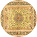 Round Medallion Brown Traditional Rug, tr4694brn