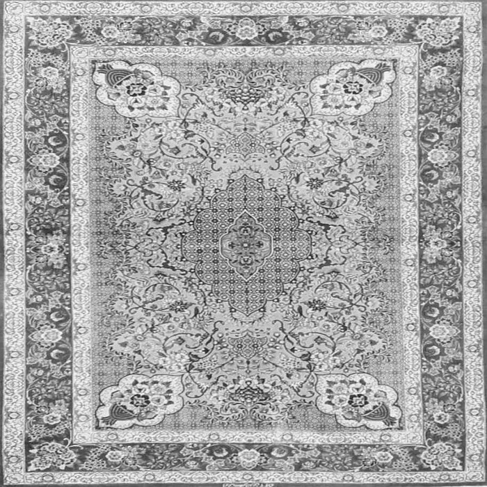 Round Machine Washable Medallion Gray Traditional Rug, wshtr4694gry