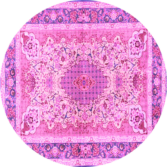 Round Medallion Pink Traditional Rug, tr4694pnk