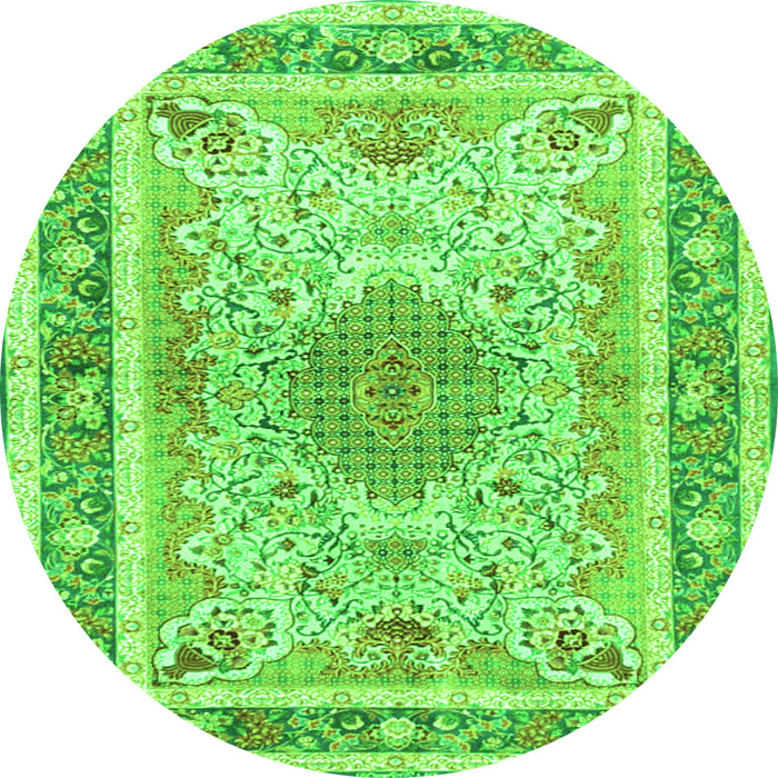 Square Medallion Green Traditional Rug, tr4694grn