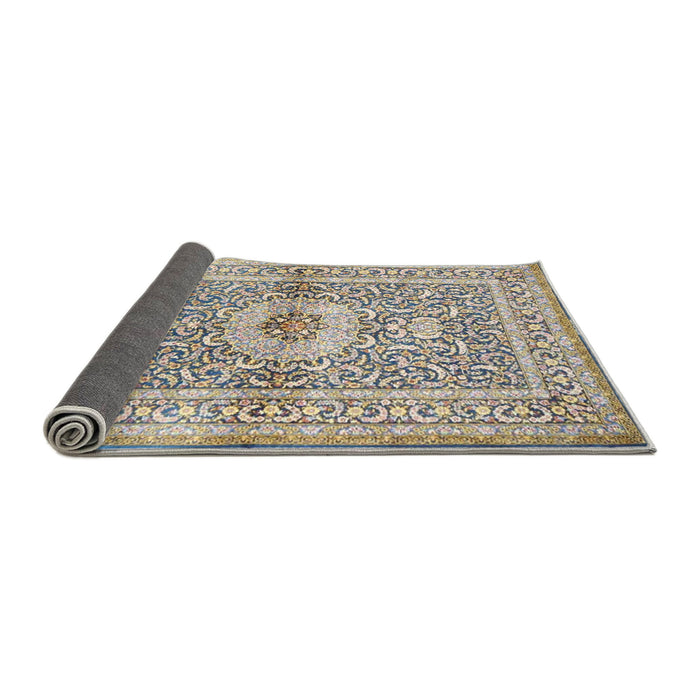 Sideview of Traditional Silver Gray Medallion Rug, tr4695